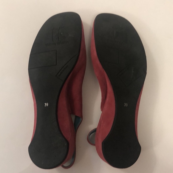 Thierry Rabotin 39 Pink Shoe Suede Low heel Sling Back Adjustable Laser cut - Picture 3 of 8